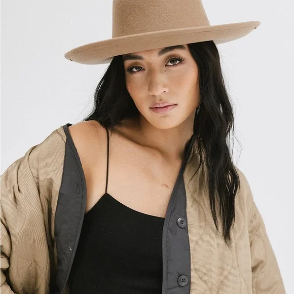 GIGI PIP Classic Tan Hat Gigi Pip Slow Morning Club Trucker Hat in Cream & Black  main image 3